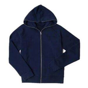 Everlane Unisex Heavyweight Full Face Zip Hoodie Navy Blue Zip-Up